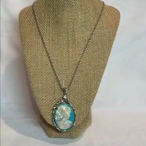 Blue cameo on chain